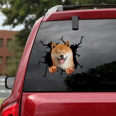 [th0545-snf-tpa]-shiba-inu-crack-car-sticker-dogs-lover