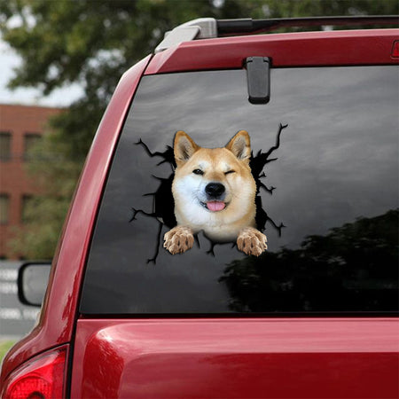 [th0547-snf-tpa]-shiba-inu-crack-car-sticker-dogs-lover