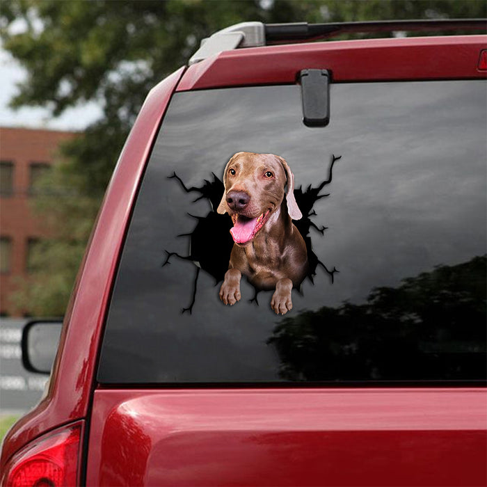 [th0562-snf-tpa]-weimaraner-crack-car-sticker-dogs-lover