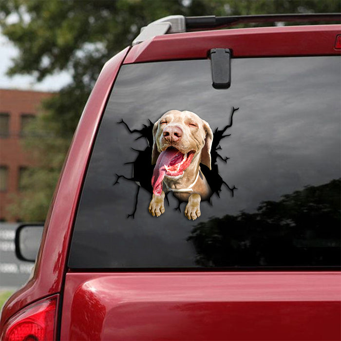 [th0563-snf-tpa]-weimaraner-crack-car-sticker-dogs-lover