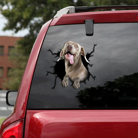 [th0564-snf-tpa]-weimaraner-crack-car-sticker-dogs-lover