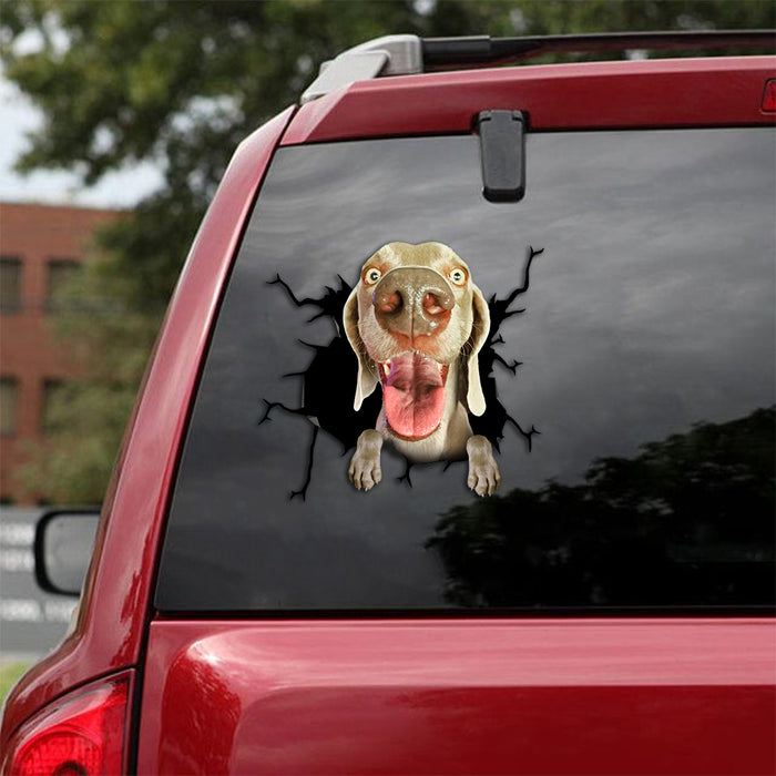 [th0565-snf-tpa]-weimaraner-crack-car-sticker-dogs-lover