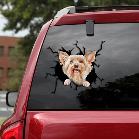 [th0560-snf-tpa]-yorkshire-crack-car-sticker-dogs-lover