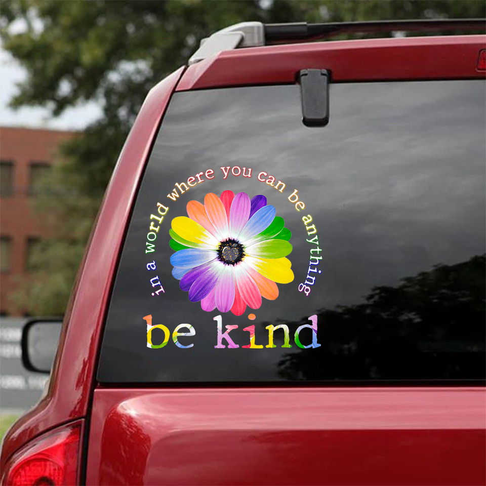 [sk0338-snf-tnt] Teacher Be kind sunflower Car Sticker - Camellia Print