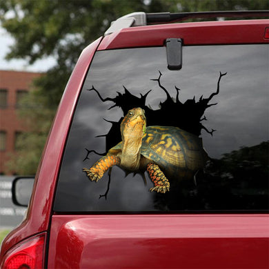 [ld0180-snf-lad]-eastern-box-turtle-crack-car-sticker-sea-animals-lover