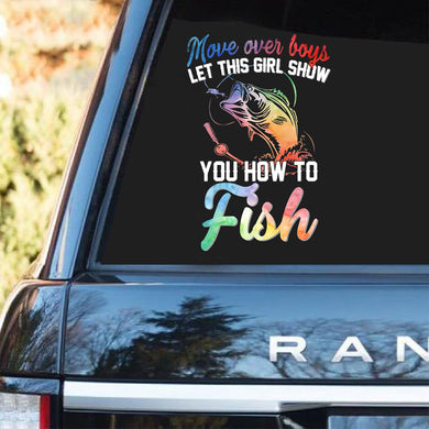 [ld1450-snf-lad]-fishing-crack-car-sticker-fishing-lover