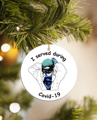 [sk0395-pw-ornm-tnt] Ornament Nurse Gift For Christmas Decorate The Pine Tree - Camellia Print