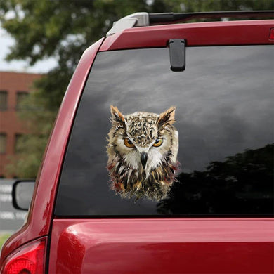 [sk0383-snf-tnt] Owl Car Sticker Animals Lover - Camellia Print