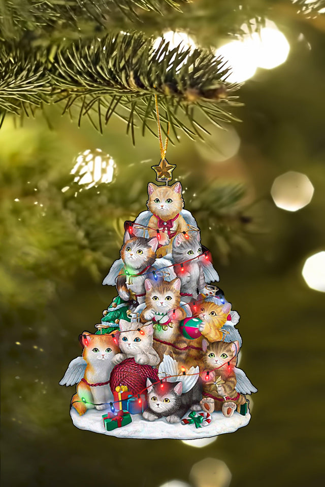 [sk0381-pw-ornm-tpa] Ornament Cats Gift For Christmas Decorate The Pine Tree - Camellia Print