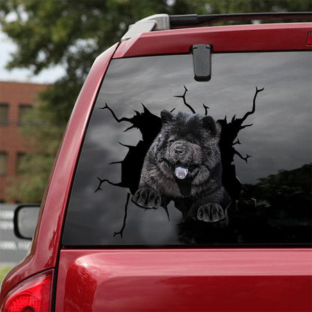 [ld0192-snf-lad]-chow-chow-crack-car-sticker-dogs-lover