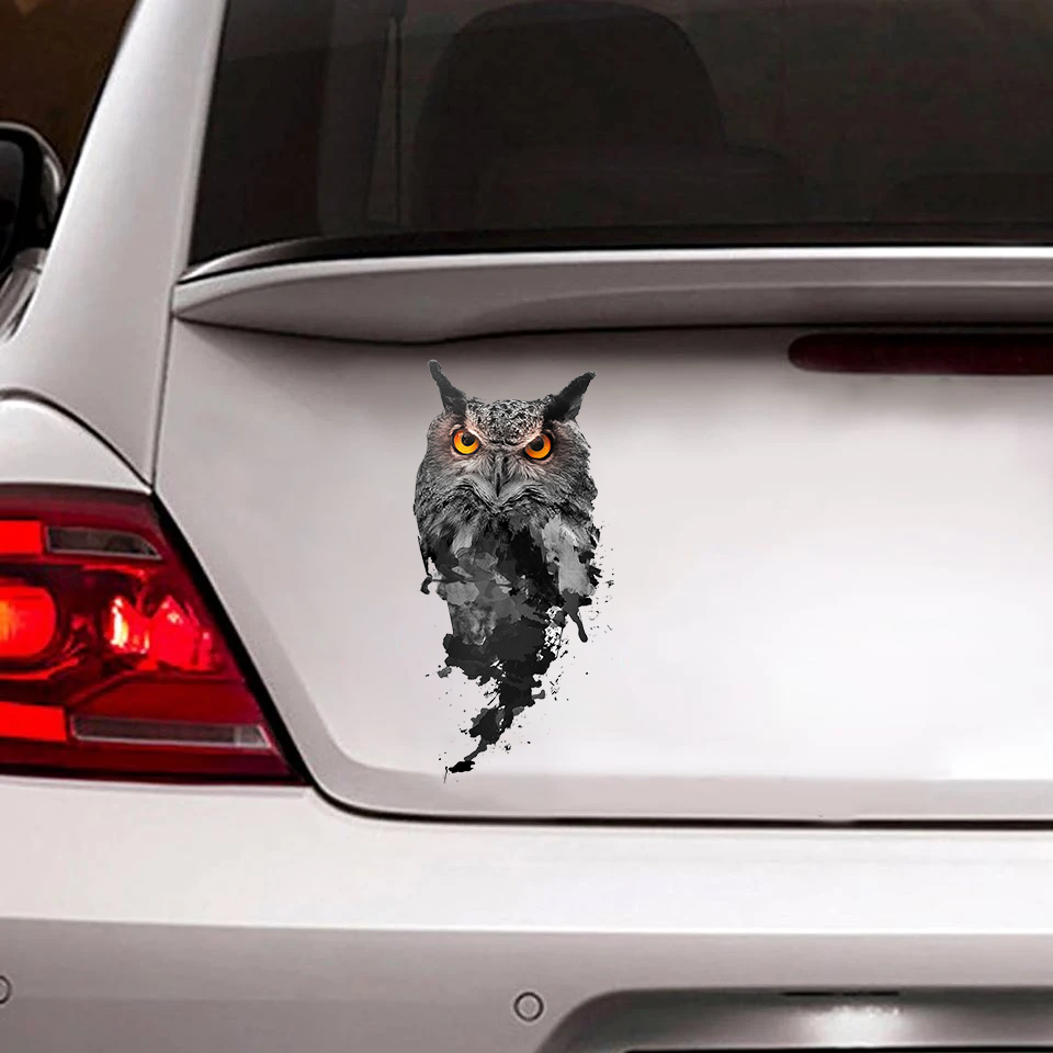 [sk0374-snf-tnt] Owl Car Sticker Animal Lover - Camellia Print