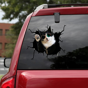 [sk0375-snf-tnt] Tuxedo Cats Car Sticker Cats Lover - Camellia Print