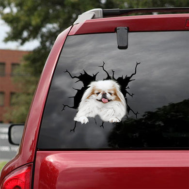 [ld0700-snf-lad]-japanese-chin-crack-car-sticker-dogs-lover