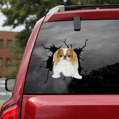 [ld0701-snf-lad]-japanese-chin-crack-car-sticker-dogs-lover