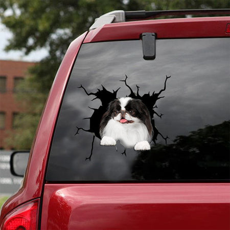 [ld0702-snf-lad]-japanese-chin-crack-car-sticker-dogs-lover
