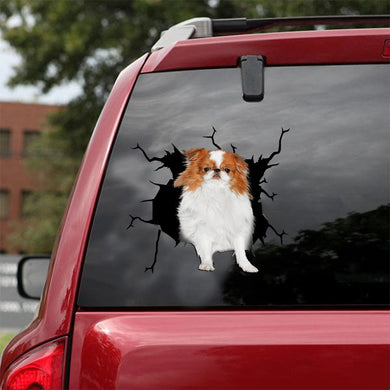 [ld0703-snf-lad]-japanese-chin-crack-car-sticker-dogs-lover