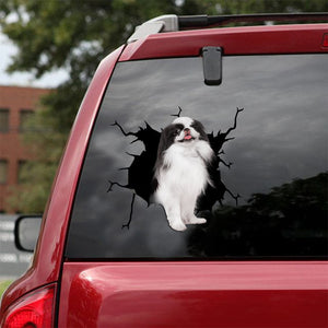 [ld0704-snf-lad]-japanese-chin-crack-car-sticker-dogs-lover