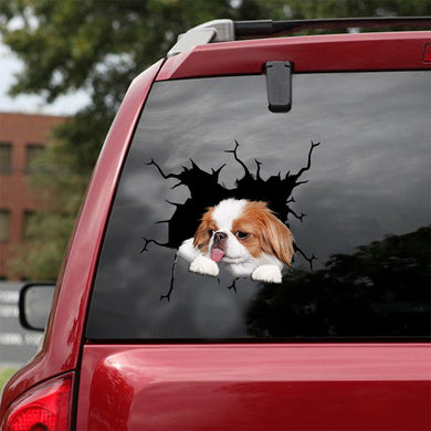 [ld0706-snf-lad]-japanese-chin-crack-car-sticker-dogs-lover
