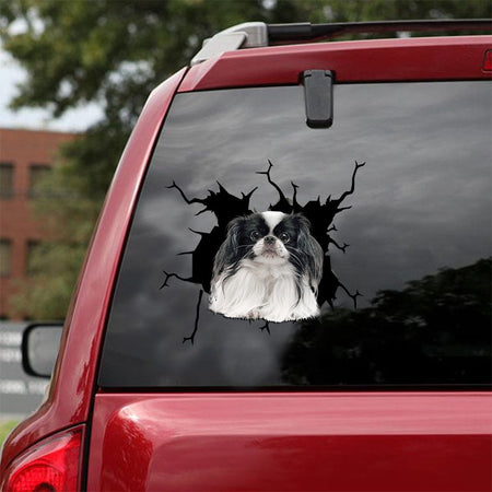 [ld0708-snf-lad]-japanese-chin-crack-car-sticker-dogs-lover