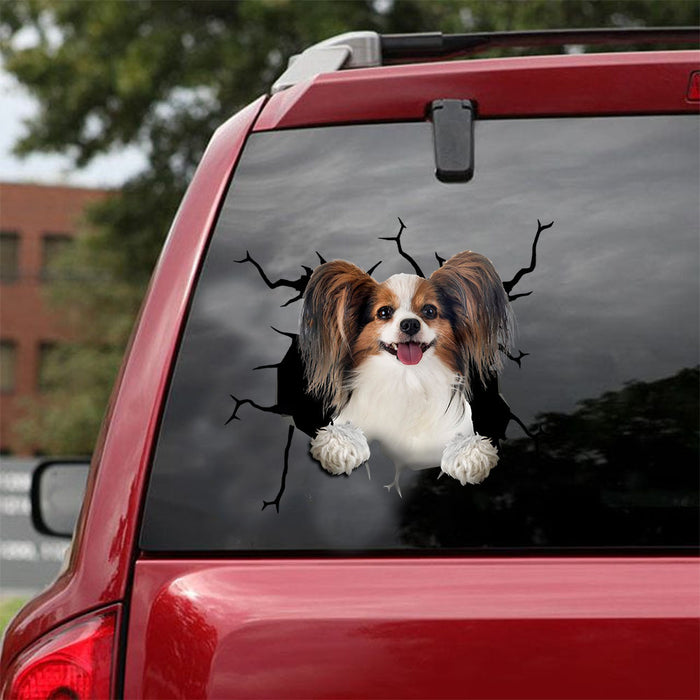 [ld0689-snf-lad]-papillon-dog-crack-car-sticker-dogs-lover