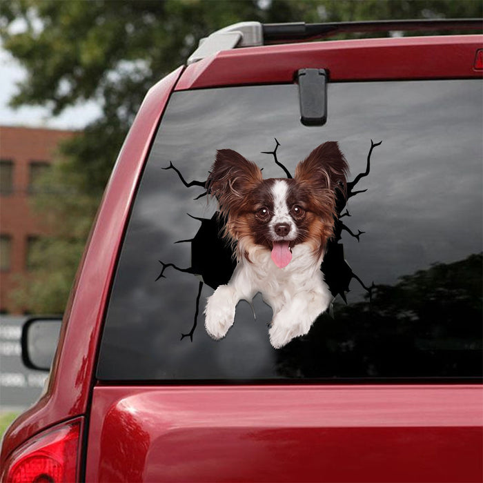 [ld0694-snf-lad]-papillon-dog-crack-car-sticker-dogs-lover