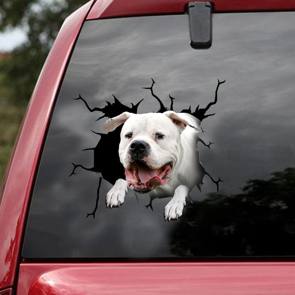 [ld1467-snf-lad]-dogo-argentino-crack-car-sticker-dogs-lover