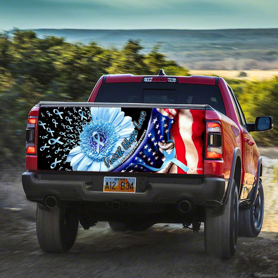 Diabetes Awareness truck Tailgate Decal Sticker Wrap Faith Hope Love Tailgate Wrap Decals For Trucks