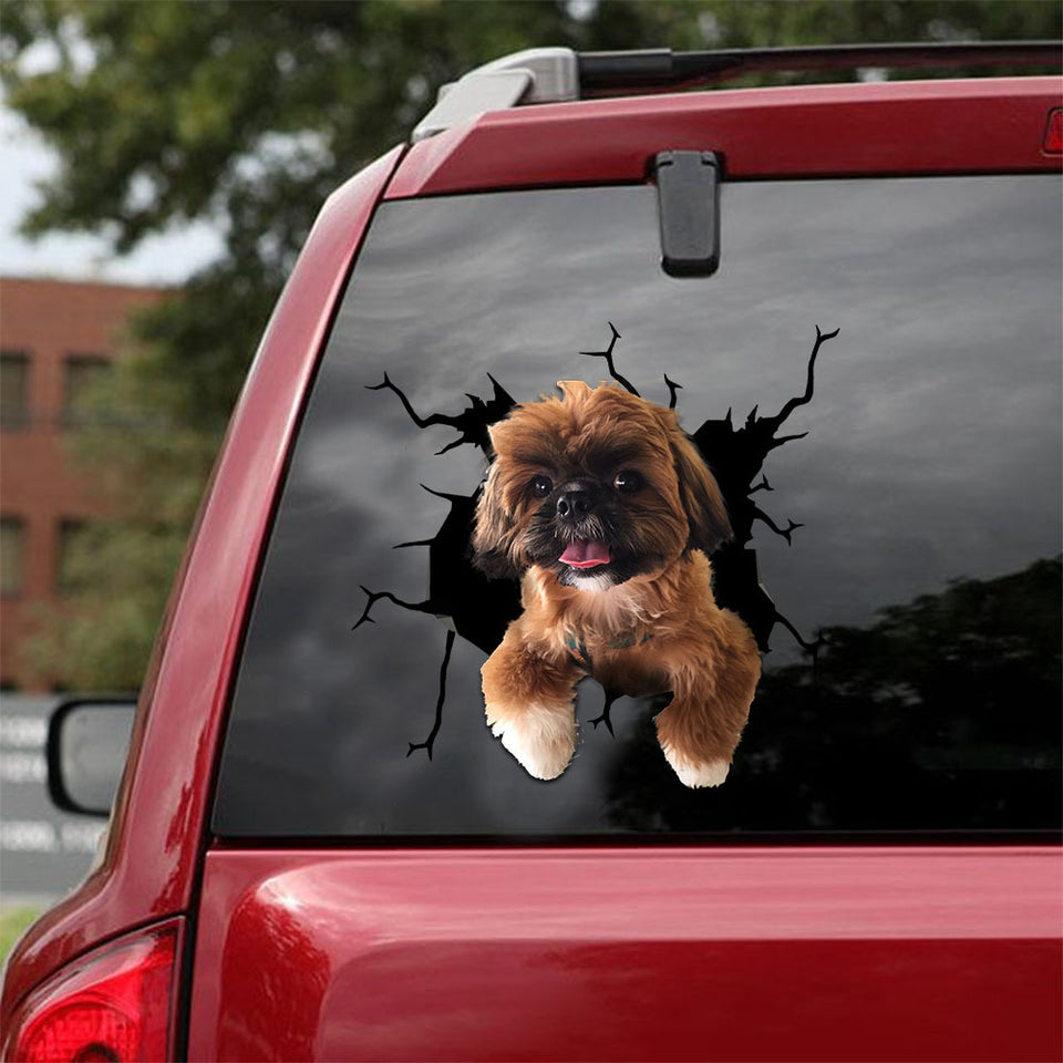 [ld0552-snf-lad]-shih-tzu-crack-car-sticker-dogs-lover