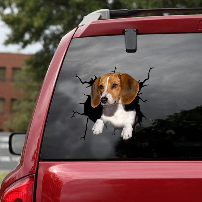 [ld0564-snf-lad]-american-fox-hound-crack-car-sticker-dogs-lover