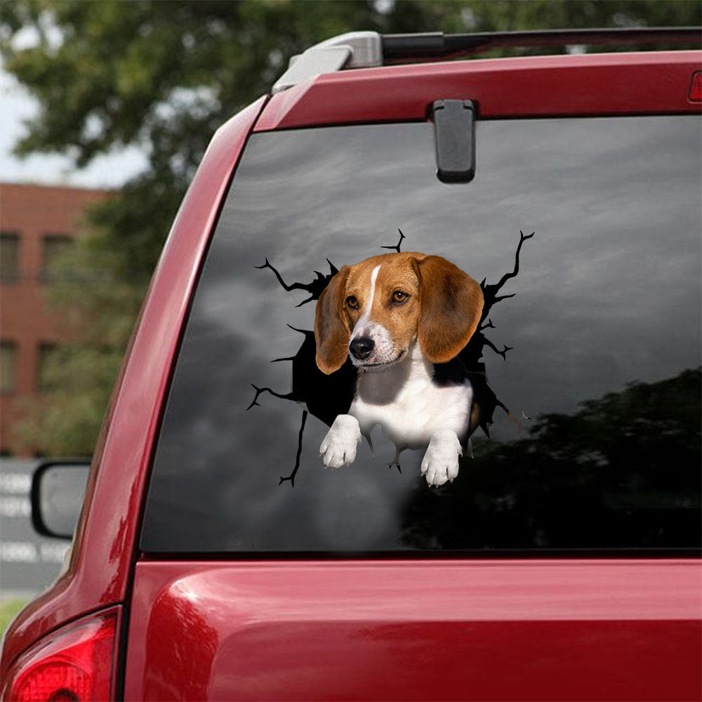 [ld0564-snf-lad]-american-fox-hound-crack-car-sticker-dogs-lover