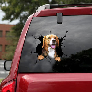 [ld0562-snf-lad]-american-fox-hound-crack-car-sticker-dogs-lover