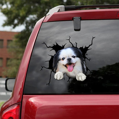 [ld0549-snf-lad]-japanese-chins-crack-car-sticker-dogs-lover