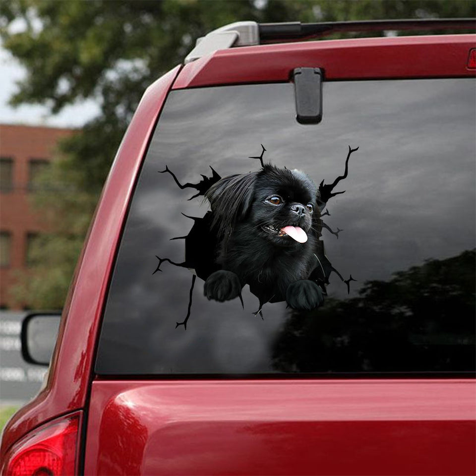 [ld0556-snf-lad]-pekingese-crack-car-sticker-dogs-lover