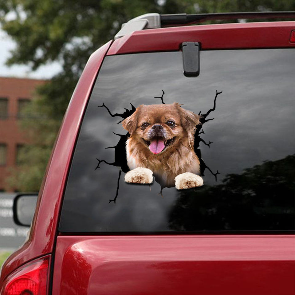 [ld0560-snf-lad]-pekingese-crack-car-sticker-dogs-lover