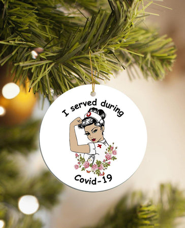 [sk0387-pw-ornm-tnt] Ornament Nurses Gift For Christmas Decorate The Pine Tree - Camellia Print