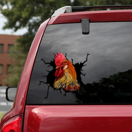 [sk1252-snf-tpa]-rooster-chicken-crack-sticker-poultry-lover