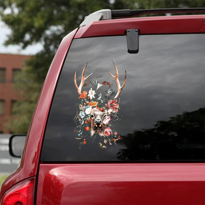 [sk0401-snf-tnt] Reindeer Hunting car Sticker animals lover - Camellia Print