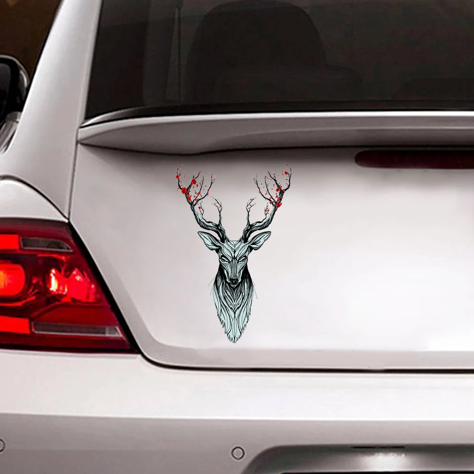 [sk0394-snf-tnt] Reindeer Hunting Car Sticker Animals Lover - Camellia Print