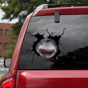 [sk0367-snf-tnt] Funny Sharks Crack Car Sticker Animals Lover - Camellia Print