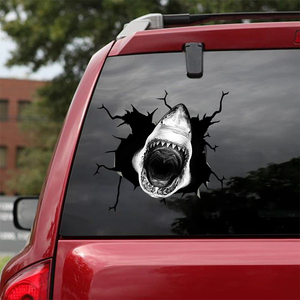 [sk0366-snf-tnt] Funny Sharks Crack Car Sticker Animals Lover - Camellia Print