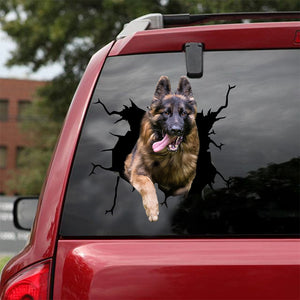 [sk1255-snf-lad]-german-shepherd-crack-car-sticker-dogs-lover