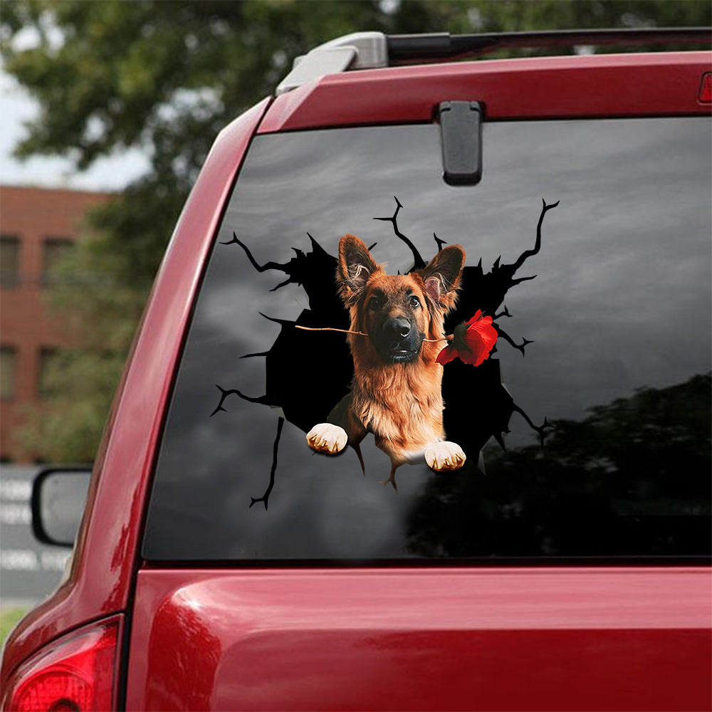 [sk1257-snf-lad]-german-shepherd-crack-car-sticker-dogs-lover