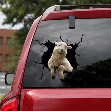 [sk1340-snf-lad]-lamb-sheep-crack-sticker-cattle-lover