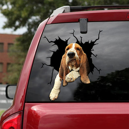 [ld0225-snf-lad]-basset-hound-crack-car-sticker-dogs-lover
