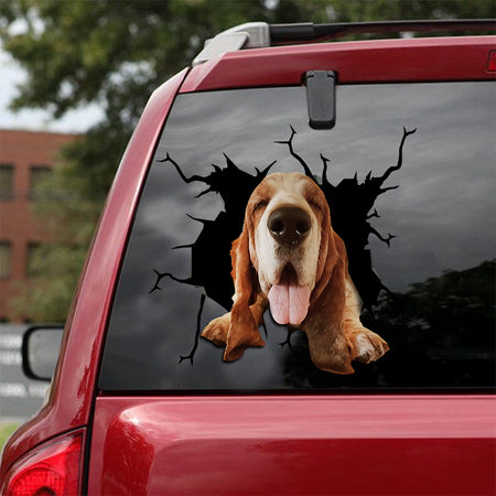 [ld0229-snf-lad]-basset-hound-crack-car-sticker-dogs-lover