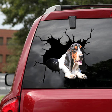 [ld0231-snf-lad]-basset-hound-crack-car-sticker-dogs-lover