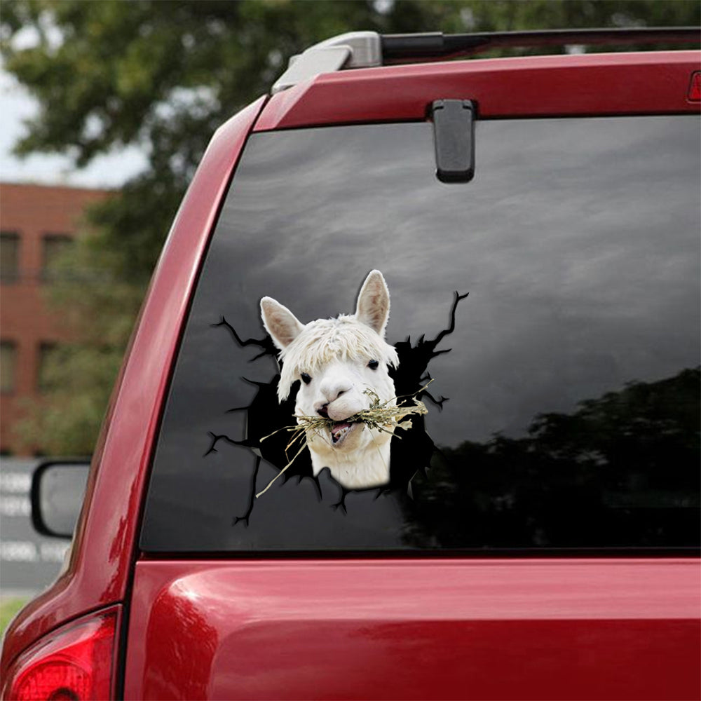 [sk1374-snf-tpa]-alpaca-crack-sticker-animals-lover