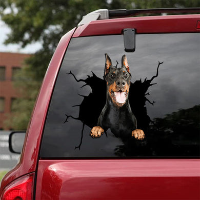 [da0075-snf-tnt]-doberman-crack-car-sticker-dogs-lover
