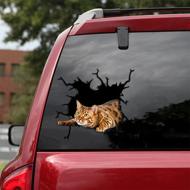 [th0117-snf-tpa]-bengal-cat-crack-car-sticker-cats-lover