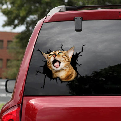 [th0118-snf-tpa]-bengal-cat-crack-car-sticker-cats-lover